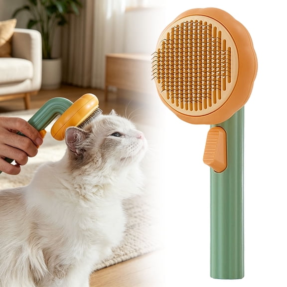 2-in-1 Self Grooming Comb for Pets, Dog Cat Undercoat Rake Brush, Gentle Grooming Tool Removes Mats Tangles Loose Fur, Suitable for Long Short Haired Dogs Cats Rabbits