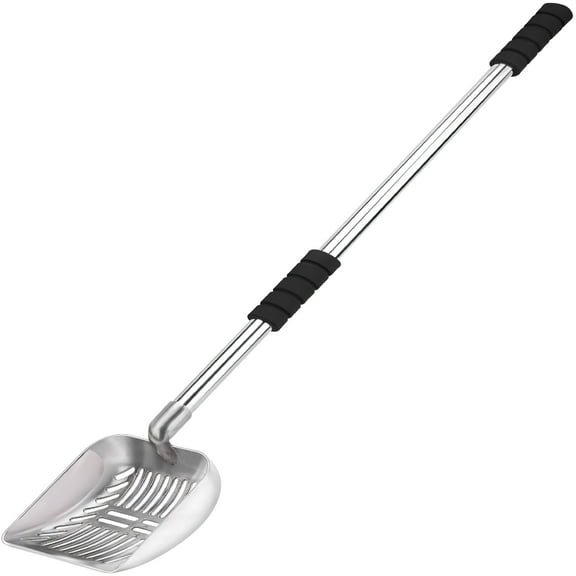 ACDANC Metal Cat Litter Scoop with Deep Shovel & Long Handle, Detachable Stainless Steel Non-Stick Litter Sifter with Foam Padded Grip, No Bending Back Heavy Duty Cat Litter Scooper