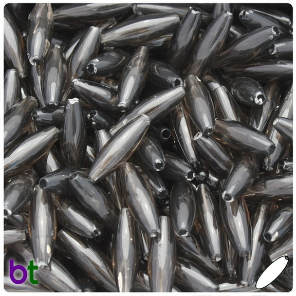 BeadTin Jet Transparent 19mm Spaghetti Plastic Beads (150pcs)