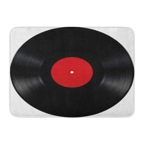 POGLIP Green Music Black Vinyl Record Lp Album Disc Long Play Disk Blank Label in Red Player Doormat Floor Rug Bath Mat 23.6x15.7 inch