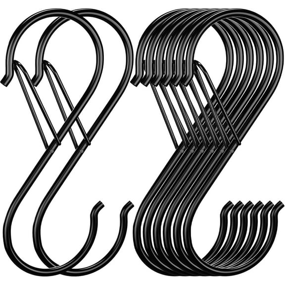 8/16/24 Pcs S Hooks - 3.5 Inch Heavy Duty S Hooks for Hanging, Small Metal Hooks with Safety Buckle, S Hooks for Hanging Plants, Closet, Clothes, Kitchen, Garden, Indoor Outdoor, Max Capacity 40 lbs