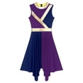 thumbnail image 6 of iiniim Women Metallic Color Block Dress Sleeveless Lyrical Dancewear Purple&Navy Blue XXL, 6 of 7