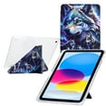 thumbnail image 1 of Case for iPad 6th / 5th Generation 9.7 inch Case (2018/2017), iPad Air 2 & 1 (2014/2013) Drawing Pattern Y-Fold Standing Case Clear Back with Landscape Portrait Mode Pencil Holder & Auto Sleep, 1 of 10