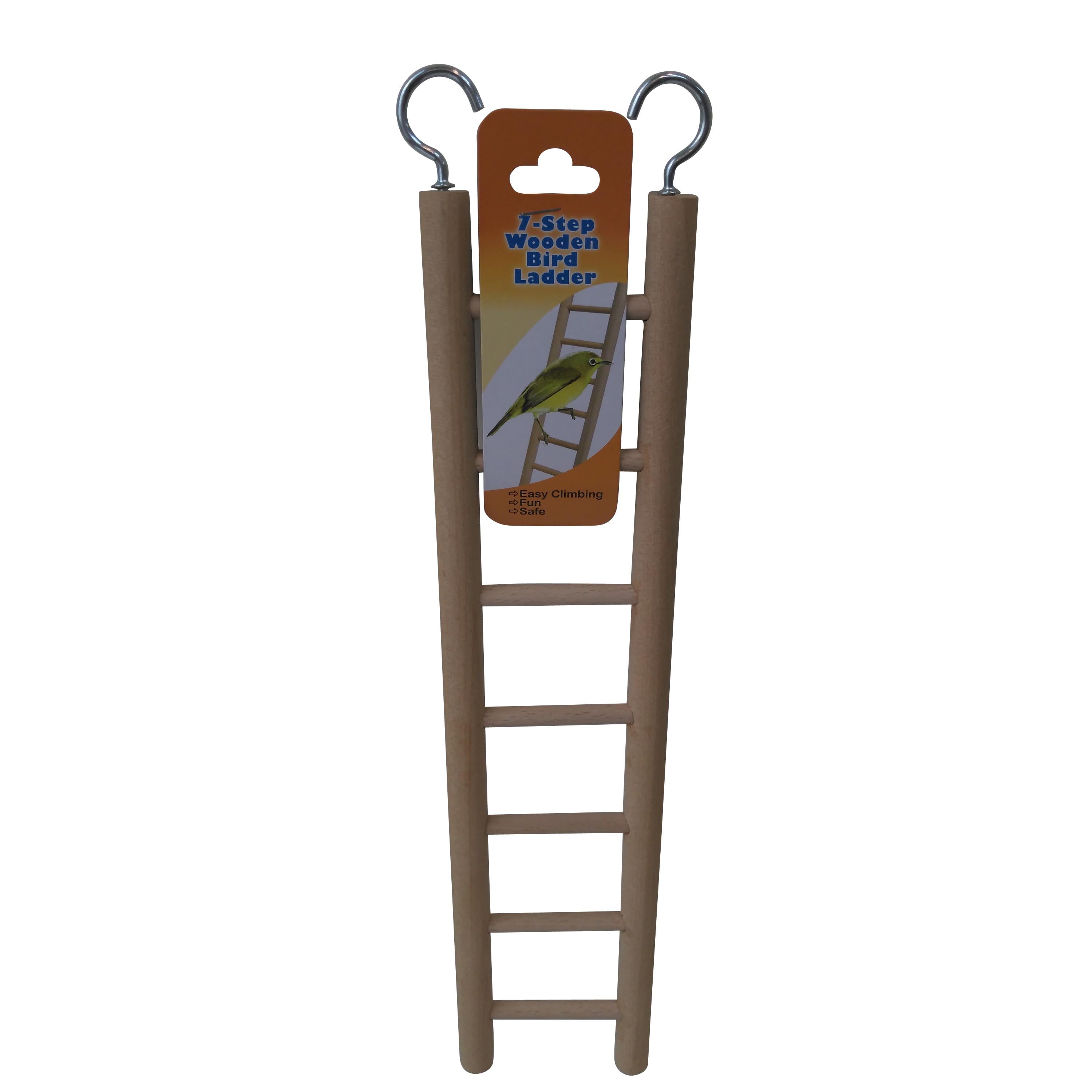 (4 pack) Walmart 7-Step Wooden Bird Ladder for Parakeets & Finches, Brown