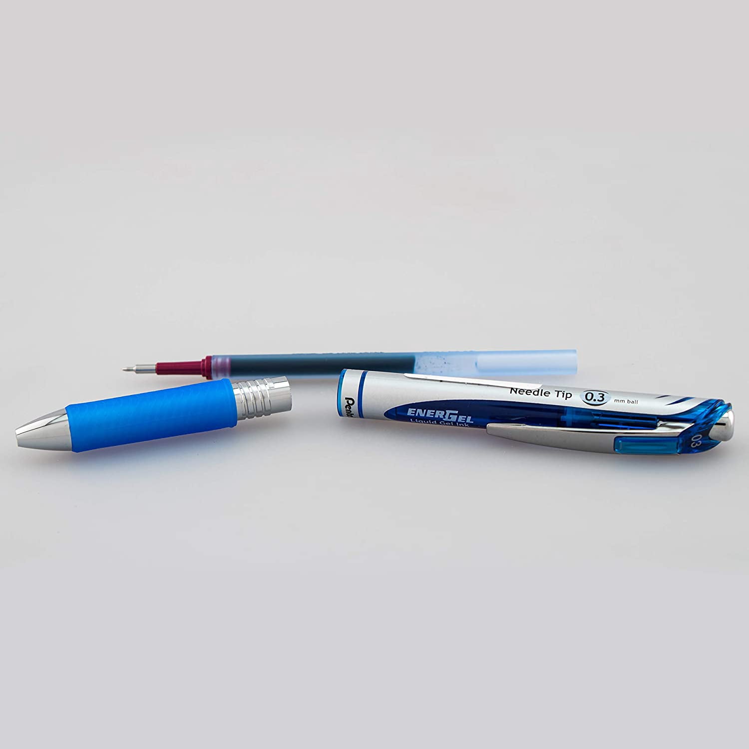 Pentel EnerGel RTX Retractable Liquid Gel Pen, Extra Fine Line, Needle Tip, Blue Ink ,12 pack (BLN73-C), 0.3mm needle