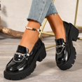 thumbnail image 5 of IEMIEMIEM Womens Loafers Fashion Chain Chunky Heel Platform Comfortable Lightweight Anti-Slip Lug Sole Slip-On Dress Shoes for Work Party Casual Daily Wear Punk Style 6 wide, 5 of 9