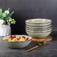thumbnail image 4 of AmorArc Ceramic Cereal Bowls Set of 6, 24 oz Handmade Stoneware Bowls Set for Cereal Soup Salad, Stylish Kitchen bowls for Meal, Dishwasher & Microwave Safe, Reactive Glaze-Green Wheat, 4 of 8