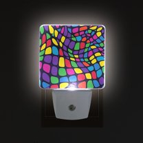 Yayeee LED Night Light for The Home Plug in With Light Sensors 2 Pack, Colorful Psychedelic