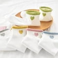 thumbnail image 3 of AirLoni Low Cut Socks Women Cute Heart Embroidery Striped Cuff Ankle Socks Soft Cotton Blend Breathable Absorbent Reinforced Heel Toe Casual Daily Short Socks One Size, 3 of 4