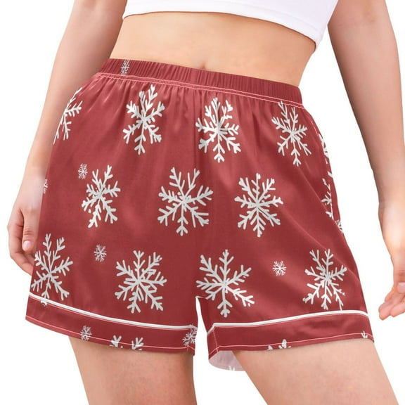 joogoo Women's Pajama Lounge Shorts Christmas Snowflake Bottoms Sleep Short M