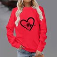 thumbnail image 2 of Besolor Womens Fall Spring Sweatshirt Heart Printed Crewneck Long Sleeve Tops Casual Loose Plus Size Pullover Blouse, 2 of 4