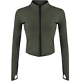 thumbnail image 3 of Jenkoon Chaquetas elásticas y ligeras con cremallera completa para correr, cuello alto, yoga, entrenamiento, 3 of 4