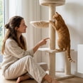 thumbnail image 5 of Cat Scratching Post Replacement – White Linen Textured Durable Cat Scraper for Cat Tree, Catio & Enclosure Upgrade – 3.5" Diameter x 12" Height, 5 of 6