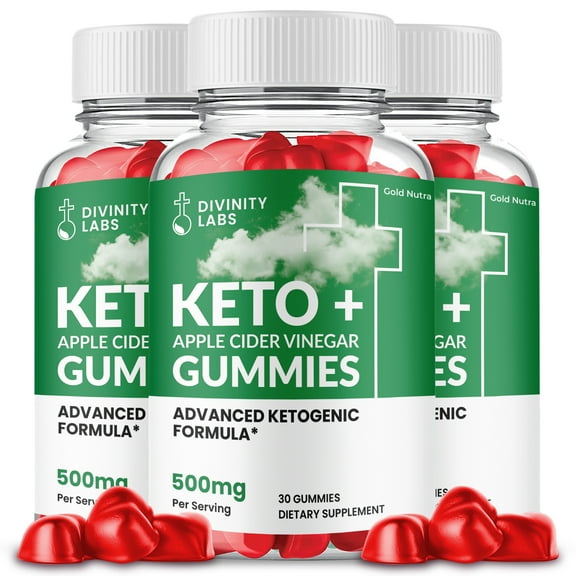 Divinity Labs Keto ACV Gummies, Dietary Supplement, Maximum Strength with Apple Cider Vinegar, Made in USA (3 Pack)