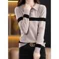 thumbnail image 2 of Maydear Womens Lapel+V Neck Sweater, Casual Long Sleeve Pullover Tops, 2 of 5