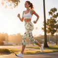 thumbnail image 4 of HELLHERO Hibiscus Flowers Printed Yoga Leggings for Women Tummy Control Capri Leggings Athletic Yoga Pants with Pockets, XL, 4 of 7