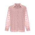 thumbnail image 4 of RYRJJ Womens Swiss Dot Button Down Shirts Dressy Casual Work Tops Summer Long Sleeve Collared Business Blouses(Pink,XL), 4 of 8