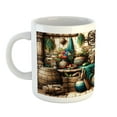 thumbnail image 2 of Ambesonne Rustic Ceramic Coffee Mug, Grunge Ethnic Vases Objects, 11 oz, Pale Brown Teal Cinnamon, 2 of 4