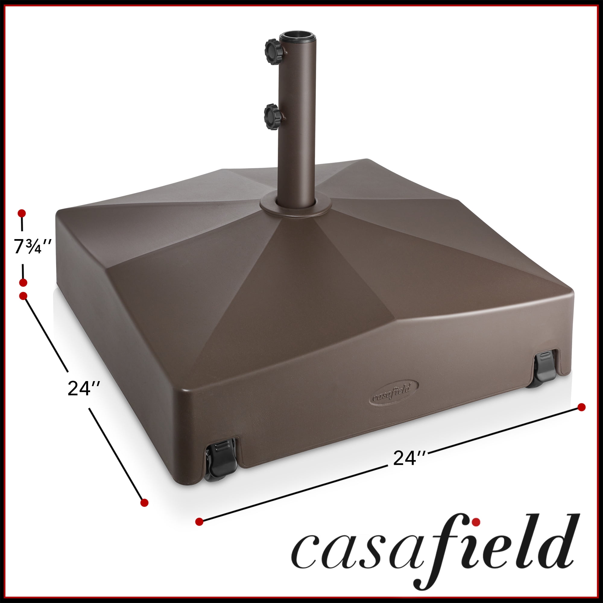 180lb Capacity Fillable Mobile Umbrella Base Stand with 4 Wheels - Brown