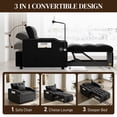 thumbnail image 6 of Rophefx 3 in 1 Convertible Pull Out Sofa Bed, with Adjustable Backrest,Sleeper Loveseat,Modern Chaise Lounge with USB Port for Living Room,Black, 6 of 9