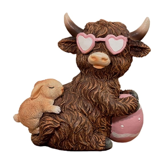 JHyouerji Garden Cow Statue Outdoor Decor,Birthday Gifts for Women Mom Cows Figurine for Yard Garden Patio Lawn Ornaments