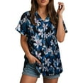 thumbnail image 6 of TTUHYWXI Women's Summer Hawaiian Shirts Floral Short Sleeve Button Down Shirts Hawaii Tropical Beach Tops Outfits (Dark Blue, 3XL), 6 of 6