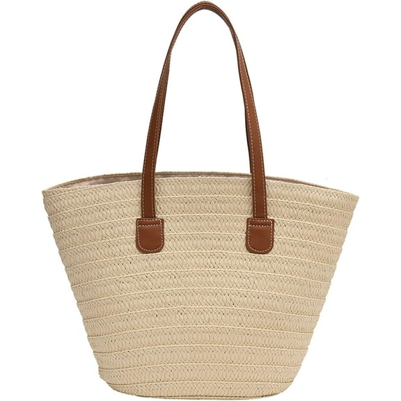 Kukuzhu Straw Beach Bag, Summer Straw Handbags for Women TrendyStraw Purses Woven Tote Bag for Travel Vacation