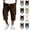 #02 Brown, variant on Men's Corduroy 3/4 Cargo Pants Loose Fit Vertical Stripe Elastic Drawstring Waist Casual Bottoms with Side Cargo Pockets, #02 Blue, 3XL
