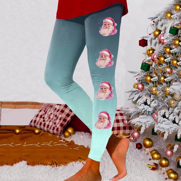 WILLBEST Leggings de Yoga de Cintura Alta para Mujer, Suaves, Elásticos, con Estampado Navideño, con Bloques de Color, Cómodos para Fitness Y Correr (2786) Grande