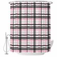 thumbnail image 2 of Shower Curtains for Bathroom, Pink Black Plaid Waterproof Fabric Shower Curtain, Farmhouse Pink Black Checkered Decorative Bathroom Curtain for Bathtub, 72"x78", No Hooks Included, 2 of 9