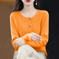thumbnail image 4 of MXUIKV Crewneck Sweaters for Women Long Sleeve Fall Fashion Fitness Knitted Tunic Stretchy Loose Fitted Womens Blouses Solid Color, 4 of 5