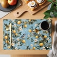 thumbnail image 2 of Lemon Flowers Placemats Set of 12 Country Bird Plant Watercolor Blue Summer Place Mats Indoor Wipeable Table Mats Washable Cloth Dining Table Placemats for Kitchen Holiday Party Home Decor 13x19 Inch, 2 of 9