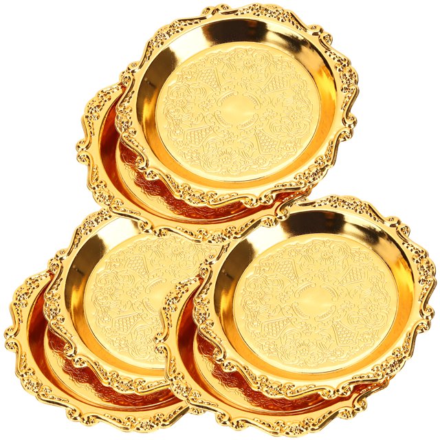 6Pcs Fruits Serving Plates Nuts Candy Snack Serving Dish Vintage Metal Serving Trays