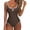 Coffee #018, variant on Women Sexy Tummy Control One Piece Swimsuits V Wired Slimming Bathing Suit Color Block Printed Swimwear Red L