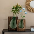 thumbnail image 4 of 12-Inch Wood and Glass Inlay Vase - Merging the Natural Warmth and Texture of Wood with the Elegance and Color of Glass, Perfect for Enhancing Home Decor, Office Desk, Kitchen Table or Living Room, 4 of 6