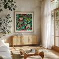 thumbnail image 4 of Pop art cats - Illustration Cat Floral Pattern Modern Art Whimsical Animal Unframed Wall Art Print 16 x 16 inches, 4 of 9