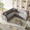 thumbnail image 4 of 85.1" L-Shaped Sofa Couch with Pull-Out Bed,Oversize Convertible Sleeper Sofa with side Pocket & USB Port,Teddy Upholstered Sectional Couches, for Living Room, Apartment, Office,Light Grey No9777, 4 of 9