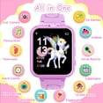 thumbnail image 2 of SZBXD Kids Game Smart Watch for Boys Girls,Smart Wristwatch for Kids with 24 Games 5 Languages 3 Alarms 2 Cameras Music Torch Pedometer Calendar,Best Gifts for Children(Purple), 2 of 7
