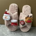 thumbnail image 2 of Rokment Christmas Open Toe Slippers for Women Cute Santa Reindeer Plush Fuzzy House Shoes Indoor Outdoor Cozy Memory Foam Xmas Slip on Girls Pink Size 6, 2 of 3