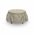thumbnail image 3 of Abstract Ottoman Cover, Circular Dots Motifs Art, 2 Piece Slipcover Set with Ruffle Skirt for Square Round Cube Footstool Decorative Home Accent, Standard Size, Multicolor, by Ambesonne, 3 of 5