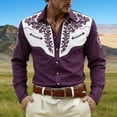 thumbnail image 2 of Mens Printed Long Sleeve Shirt Festival Western Adventurer Casual Cowboy Button Down Top Clothes, 2 of 4