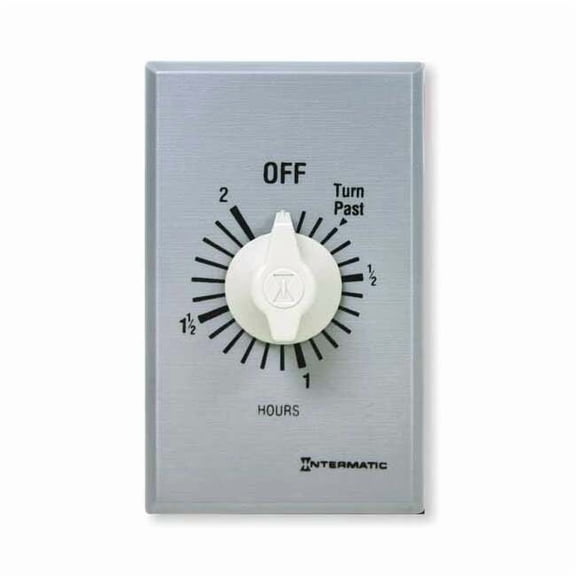 Spring Wound Countdown Timer, 2 Hr Max, SPST, 125-277V AC, Silver, Without Hold