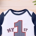 thumbnail image 5 of OBEEII 1st Birthday Boys Outfits Long Sleeve Printed Romper and Striped Pants Set 1 Years Old Birthday Casual Clothes, 5 of 9