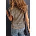 thumbnail image 3 of Women's Khaki Striped Crew Neck Ruffled Tank Top, 3 of 20