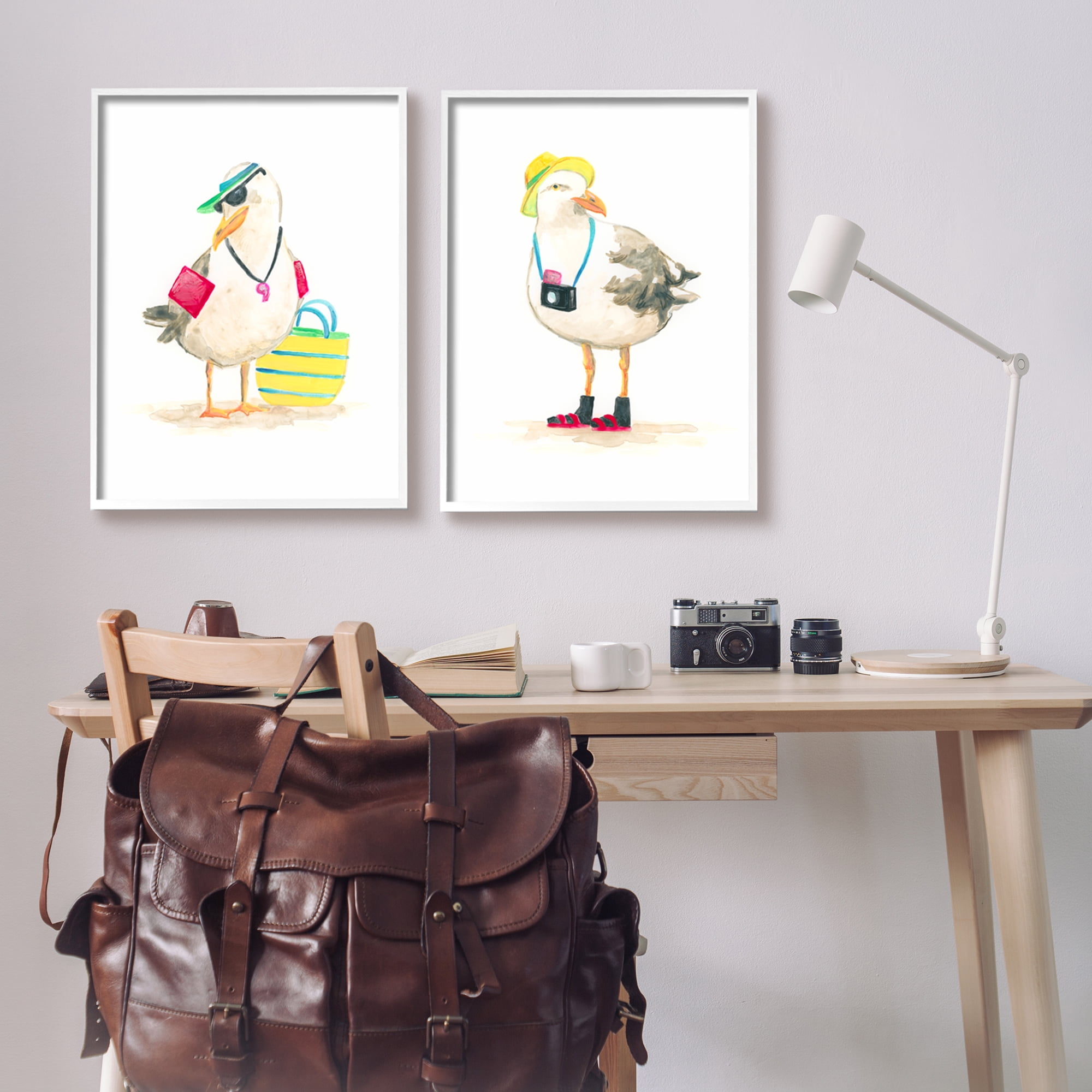 Stupell Industries Sea Bird Tourists Animals & Insects Painting White Framed Art Print Wall Art, 24 x 30
