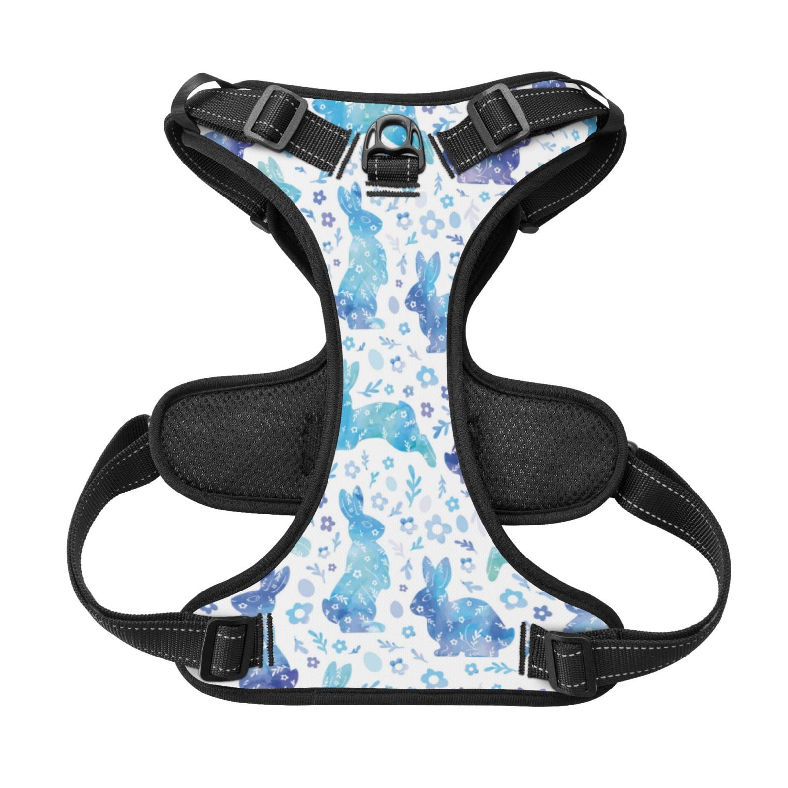 Kdxio Rabbit2 Print No Pull Dog Harness Adjustable Reflective Oxford Easy Control Medium Large Dog Harness for Training and Everyday-X-Large