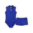 thumbnail image 3 of Hansber Kids Girls Sleeveless Gymnastic Leotard Ballet Dance Tank Top and Booty Shorts Workout Suit Royal Blue L, 3 of 6