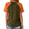 thumbnail image 4 of VXARARL Womens Short Sleeve V Neck Halloween T Shirts Pumpkin Shirts Why Yes Actually I Can Drive A Stick Graphic Autumn Tee Tops Ghost Pumpkin T Shirts Army Green L, 4 of 4