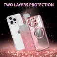 thumbnail image 2 of Casetego for iPhone 16 Pro Case,Compatible with MagSafe,Clear Magnetic Glitter Gradient Sparkle Luxury Plated Soft TPU Bumper Full Camera Lens Protector,Rose Gold, 2 of 7