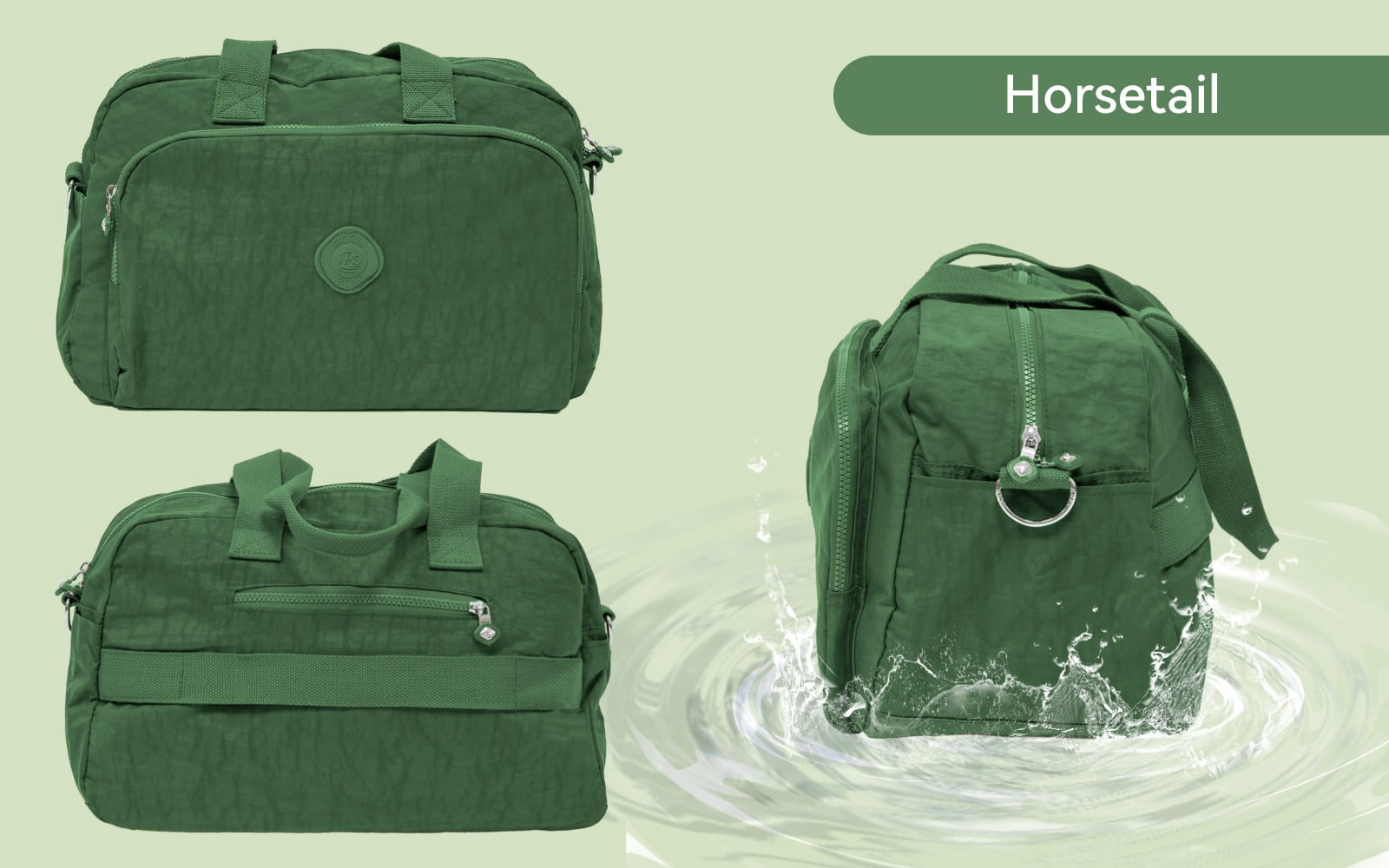 01008-Large Capacity Duffle Bag, Waterproof Fabric, Can Wear Trolley Duffel Bag, Sports And Leisure Fitness Bag（horsetail green）